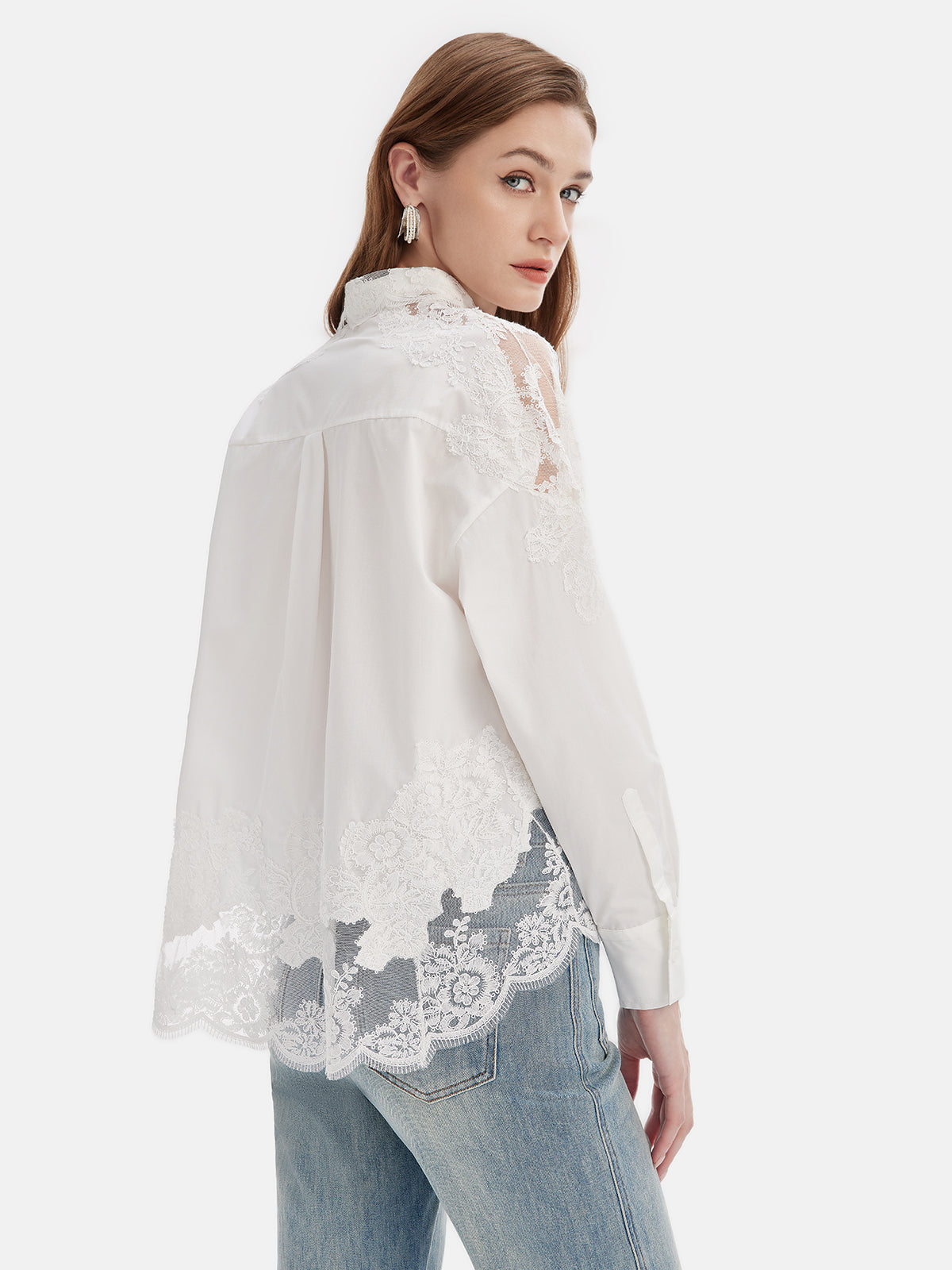 French Lace Embroidery Shirt