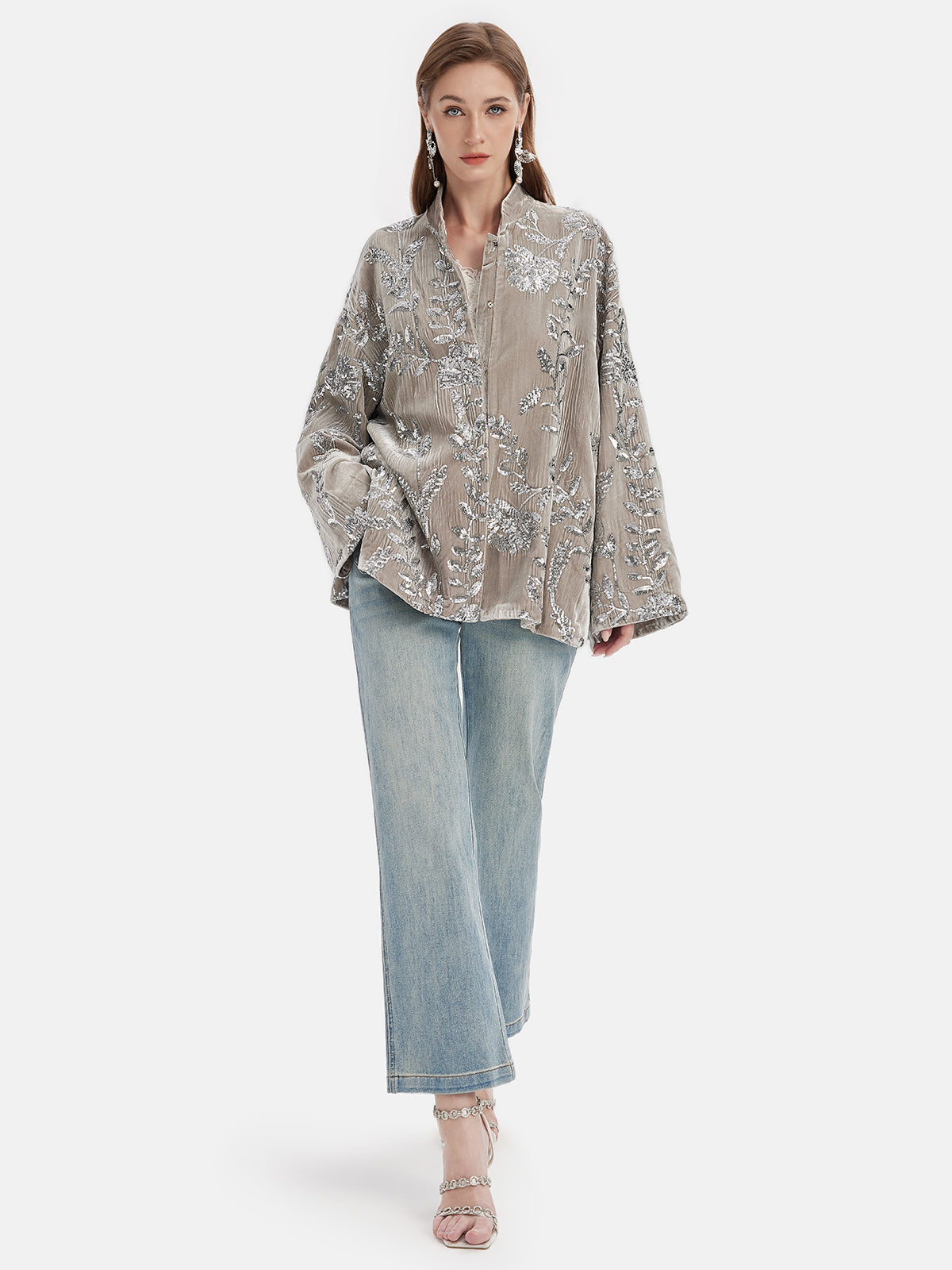 Silk Sequin Jacquard Jacket