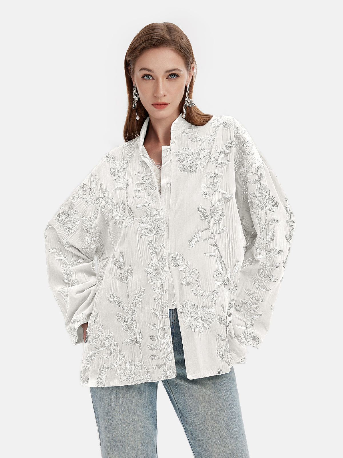 Silk Sequin Jacquard Jacket