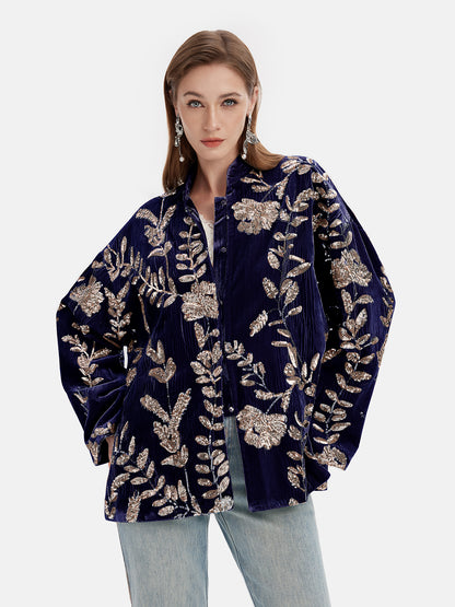 Silk Sequin Jacquard Jacket