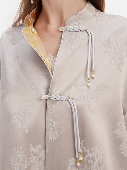 Silk Jacquard Embroidered Top