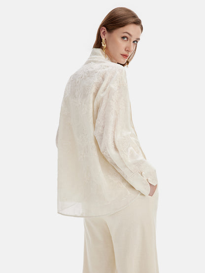 Silk Embroidered Oriental-Inspired Top