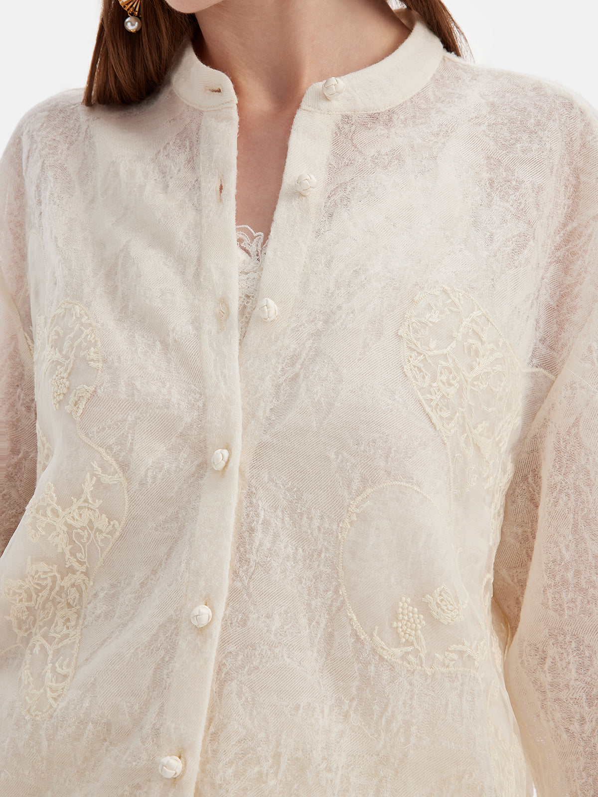 Jacquard Embroidered Double-Layer Cardigan