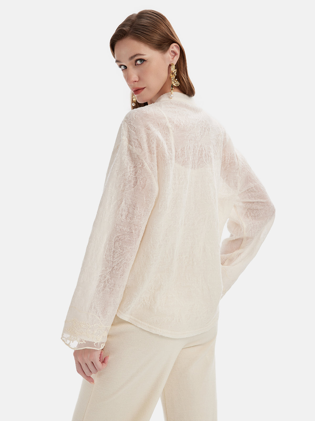 Jacquard Embroidered Double-Layer Cardigan