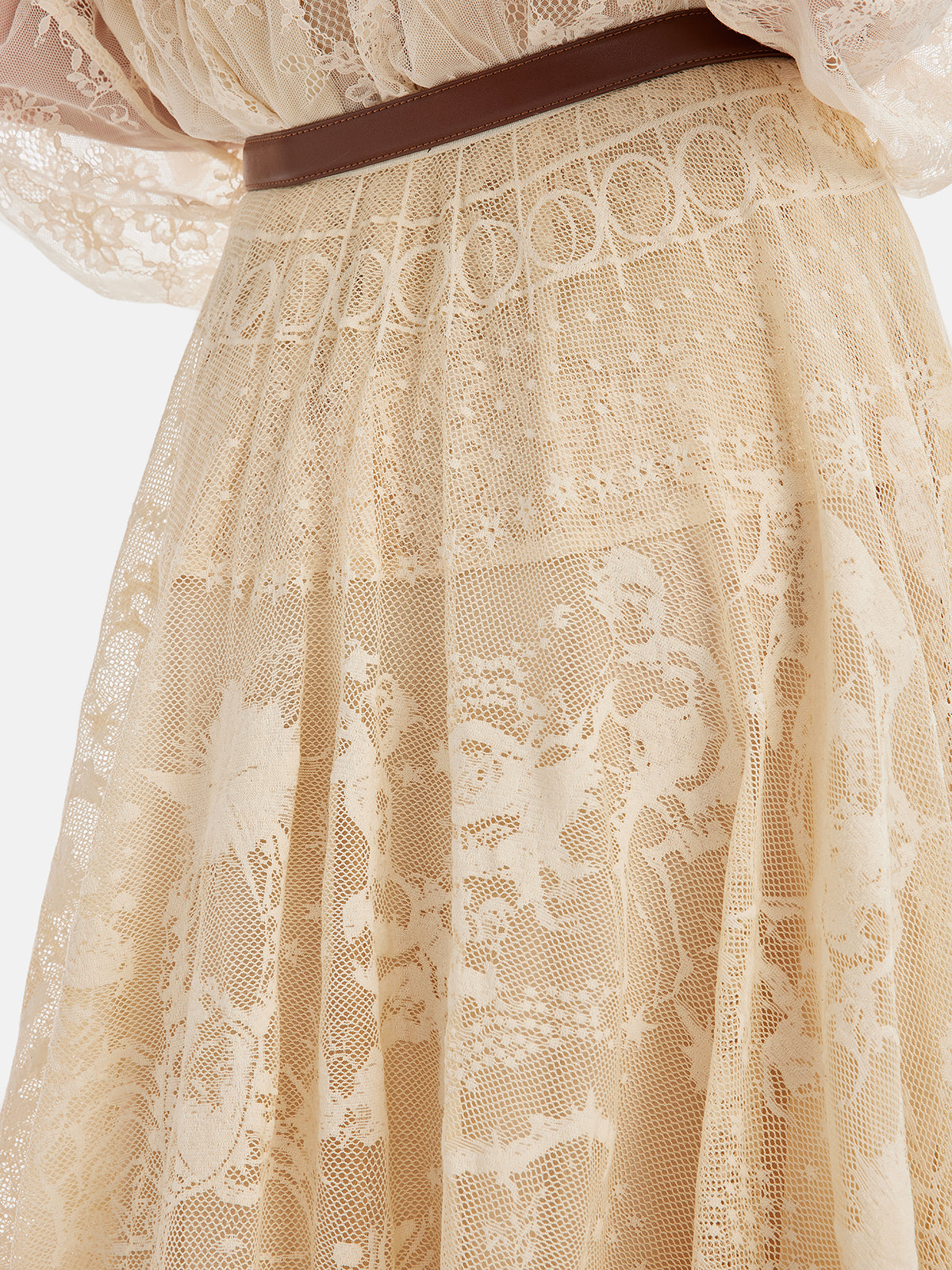 Custom Lace Embroidered Flared Skirt