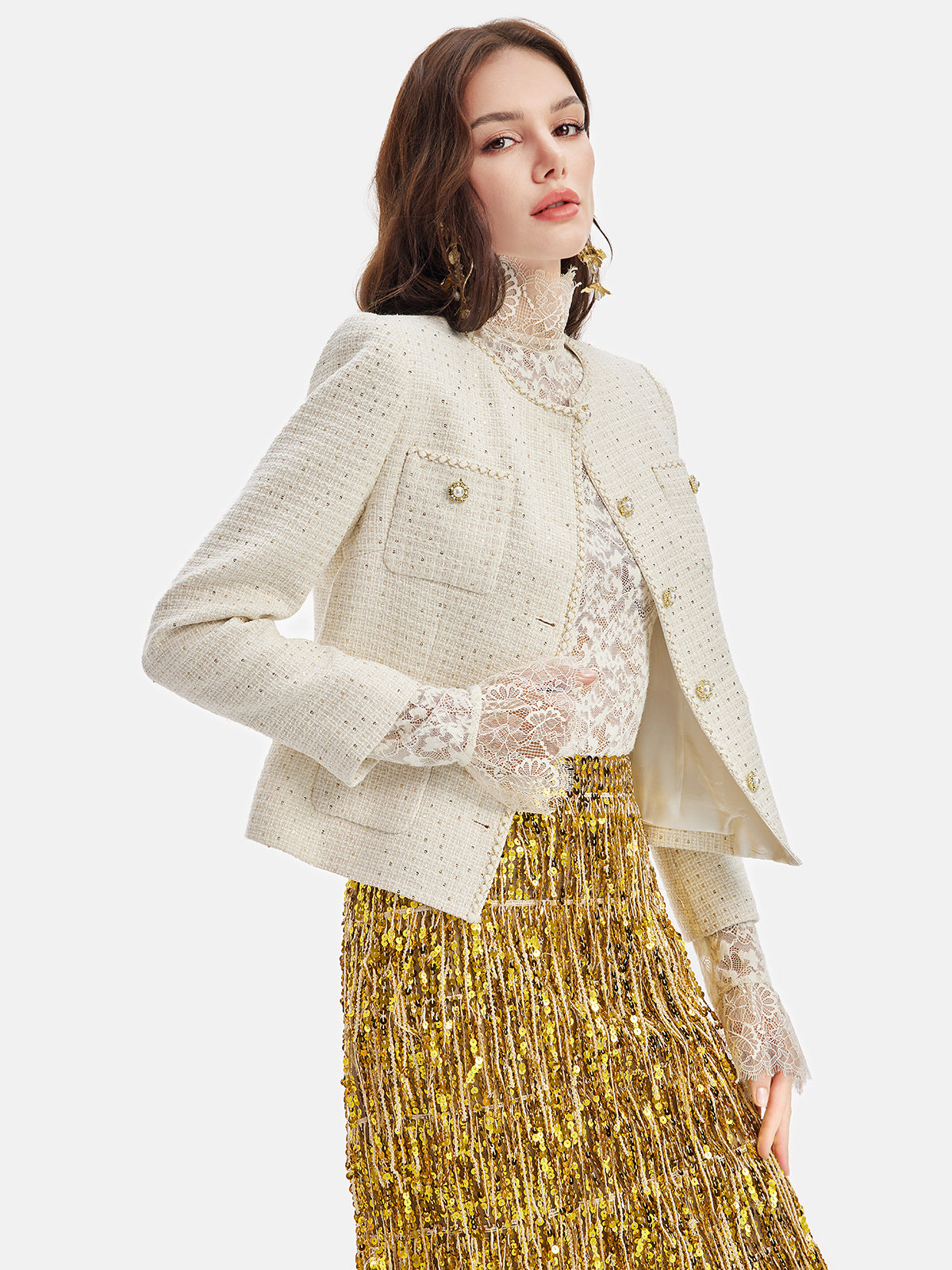 Elegant Woven Beaded Coat