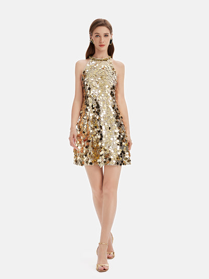 Gilded Sequin Crystal-Embellished Dress