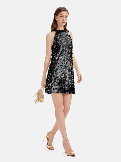 Gilded Sequin Crystal-Embellished Dress