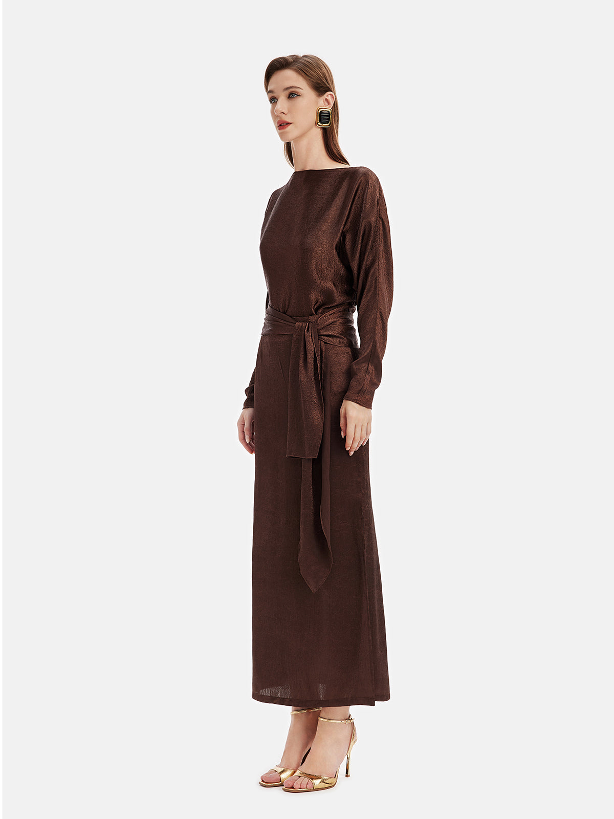 Elegant Pleated Belted Dress