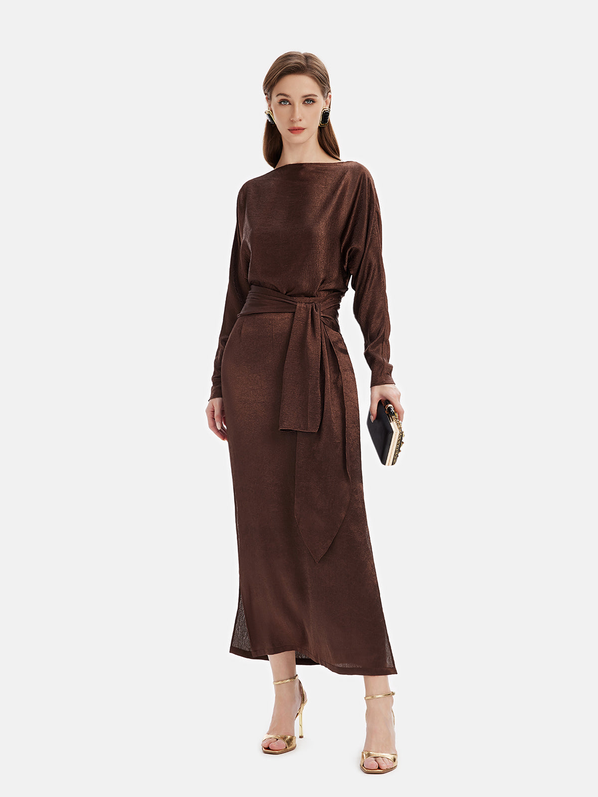 Elegant Pleated Belted Dress