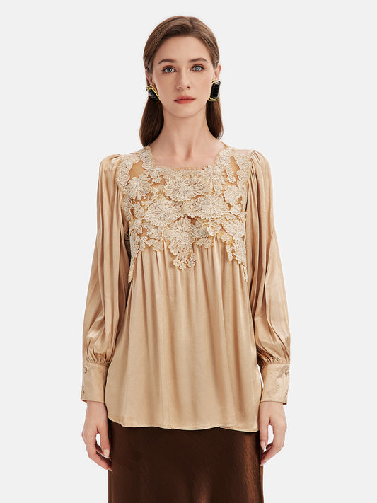 French Lace Silk-Blend Top