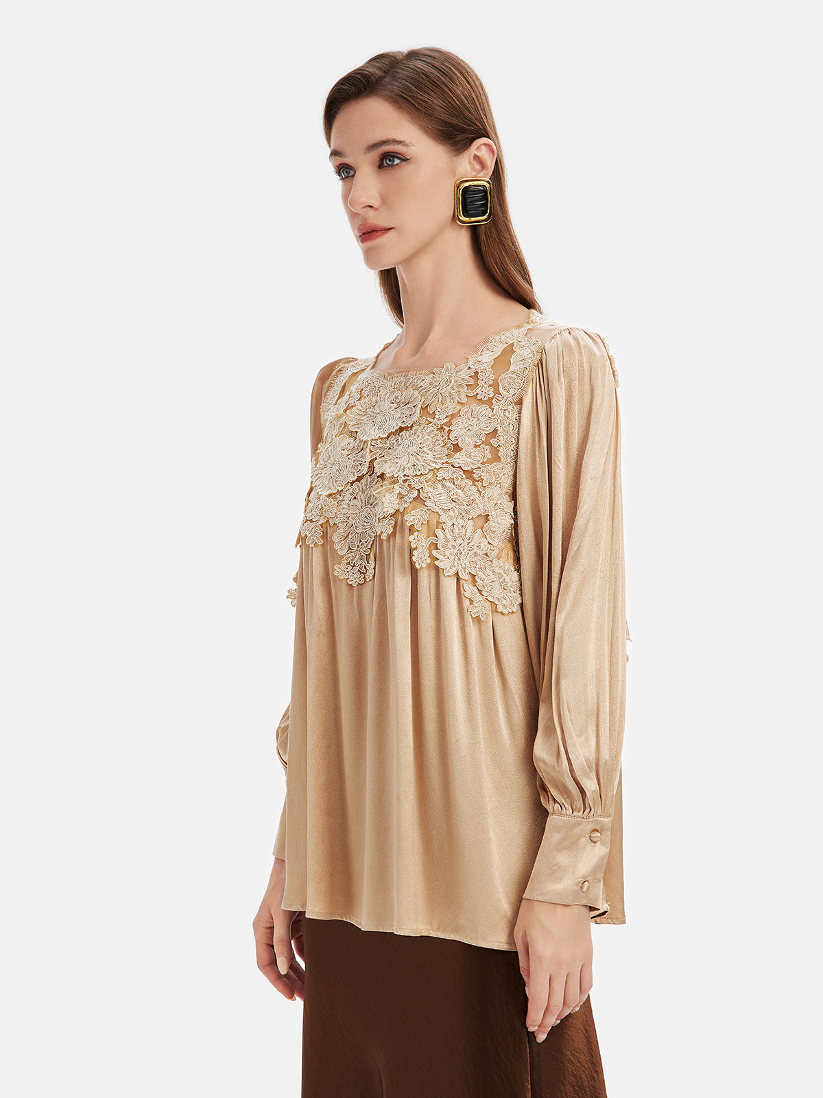 French Lace Silk-Blend Top