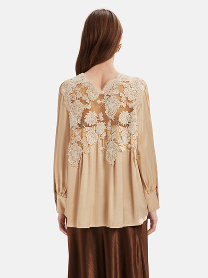 French Lace Silk-Blend Top