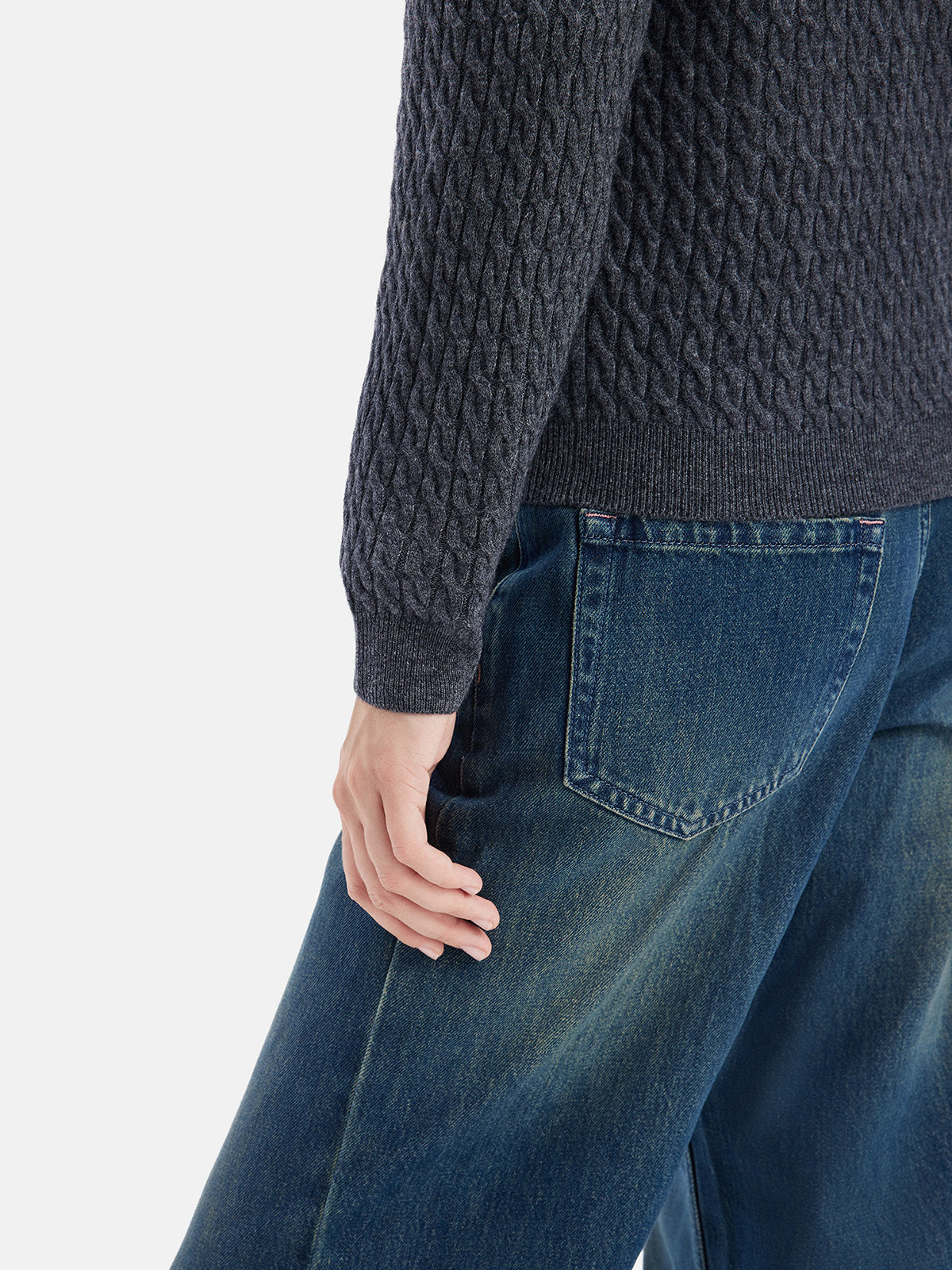 Cable Knit Cashmere Polo