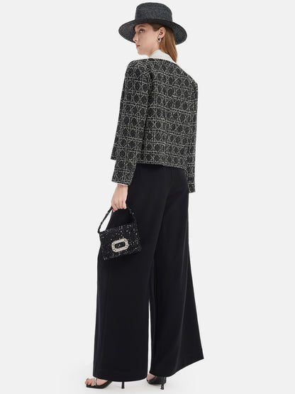 Hand-Stitched High-Waist Wide Leg Pants