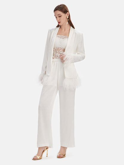 Luxury Ostrich Feather Suit Set