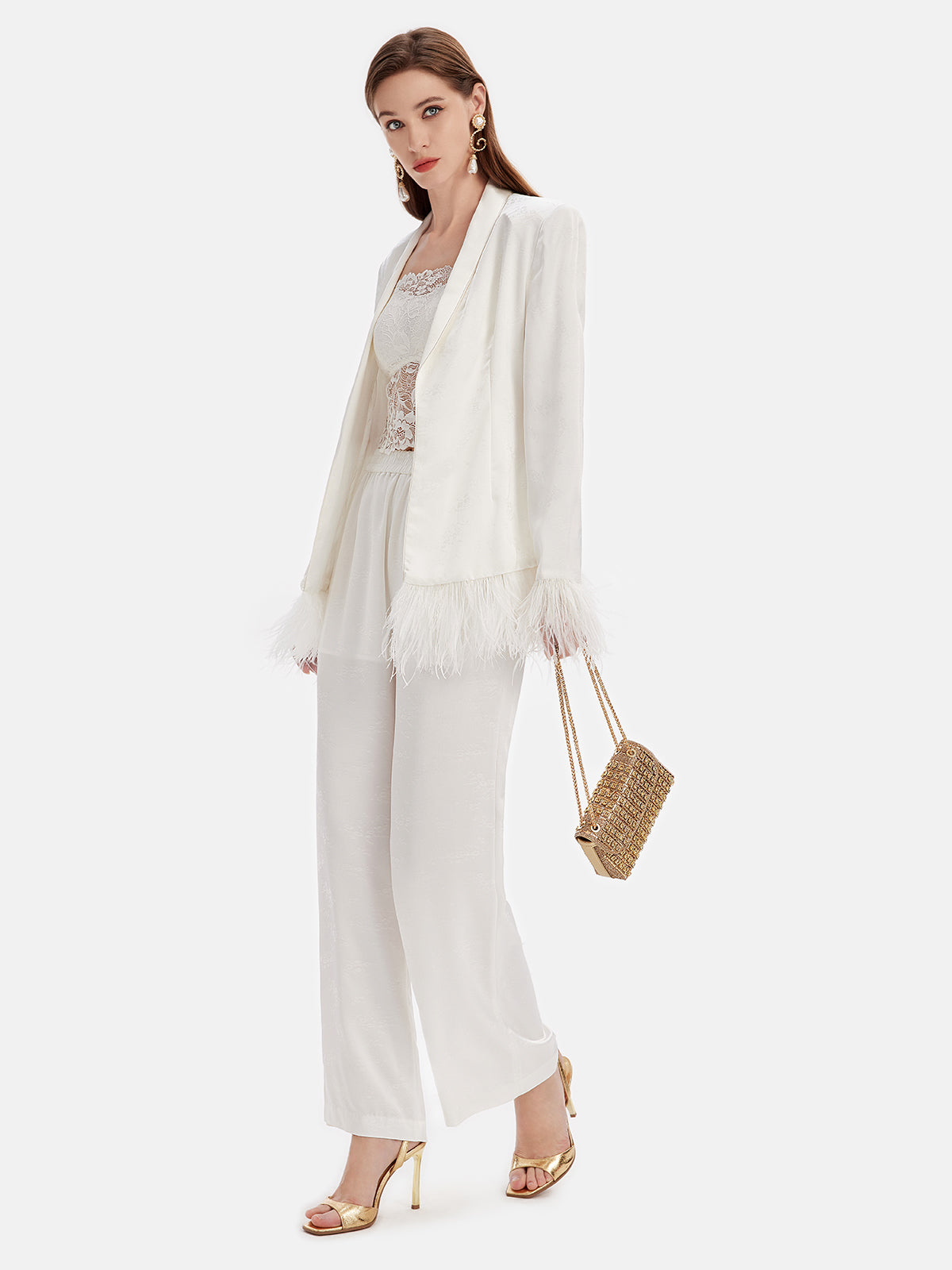 Luxury Ostrich Feather Suit Set