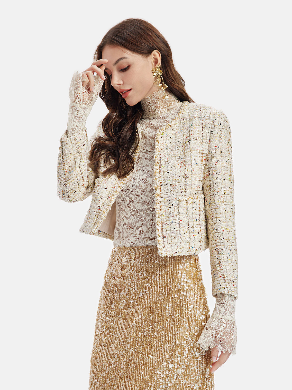 French Gold Tweed Beaded Jacket