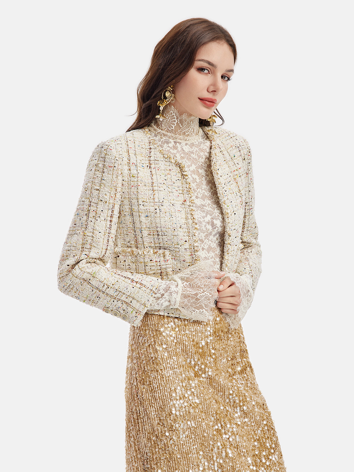 French Gold Tweed Beaded Jacket