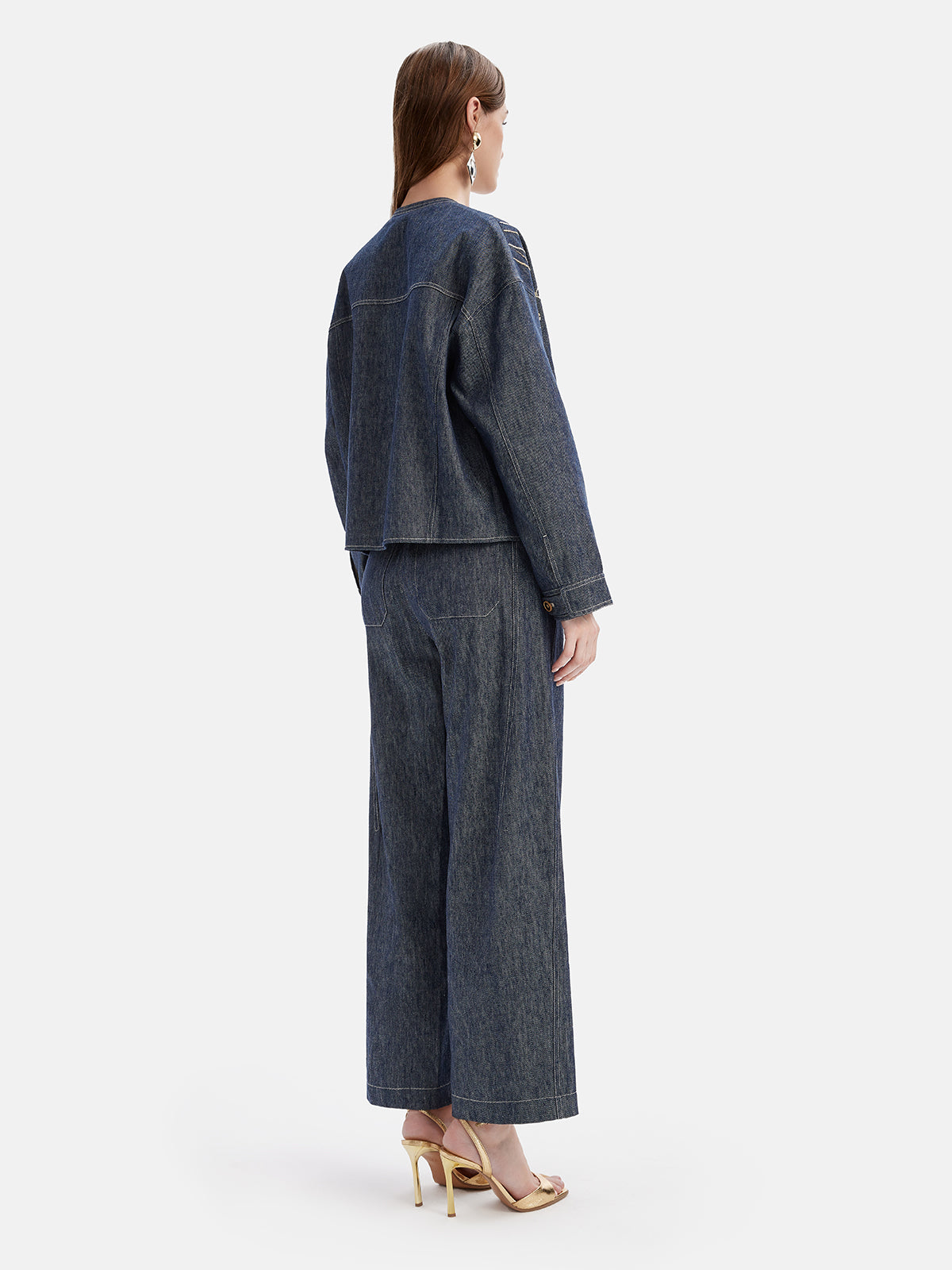 Natural Cotton Linen Denim Wide-Leg Pants