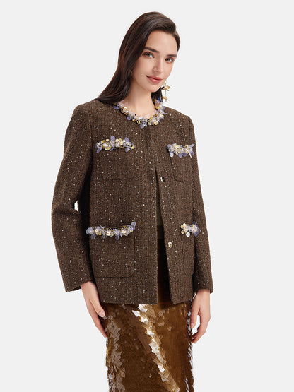 Sequin Tweed Beaded Jacket