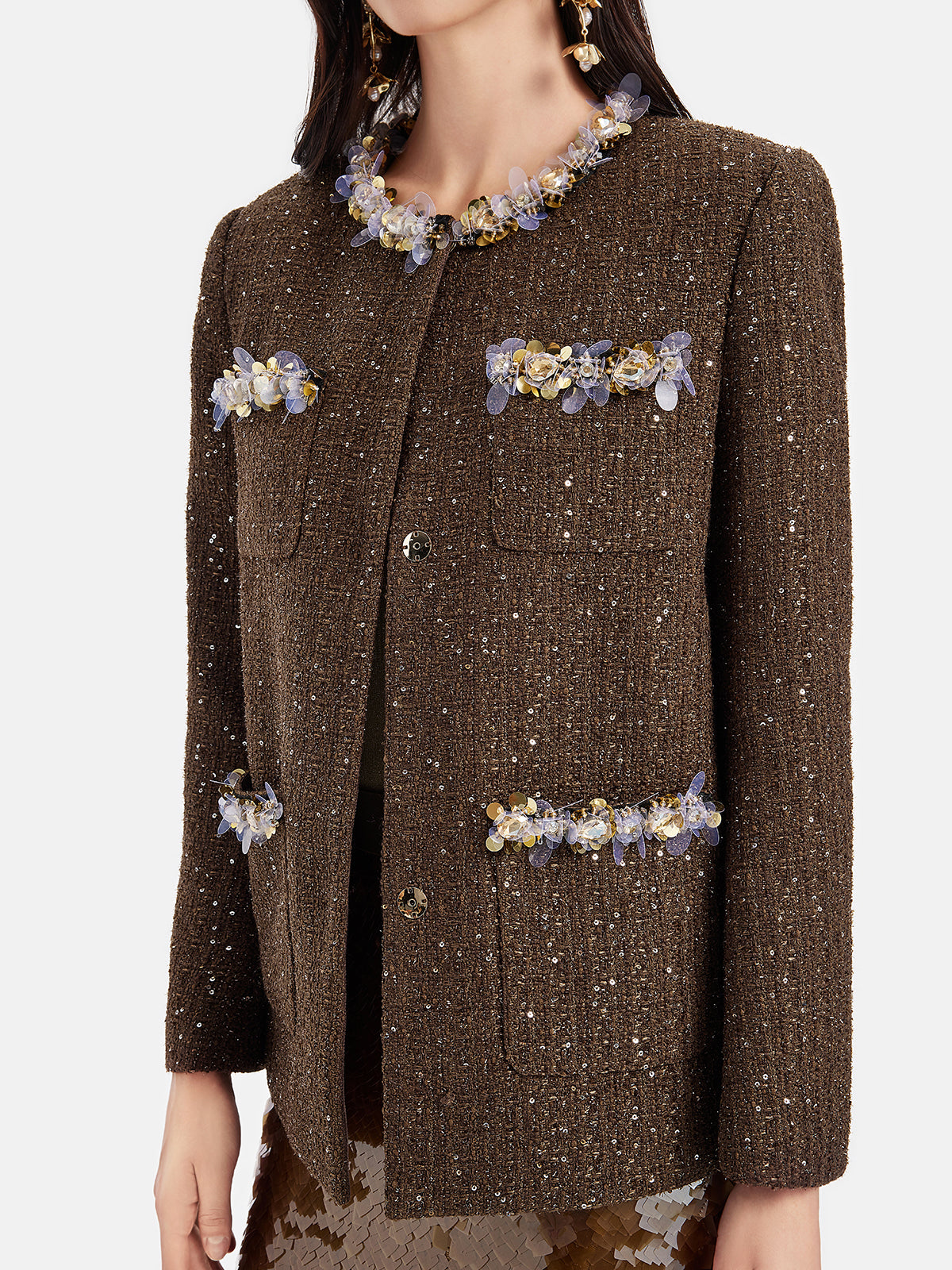 Sequin Tweed Beaded Jacket