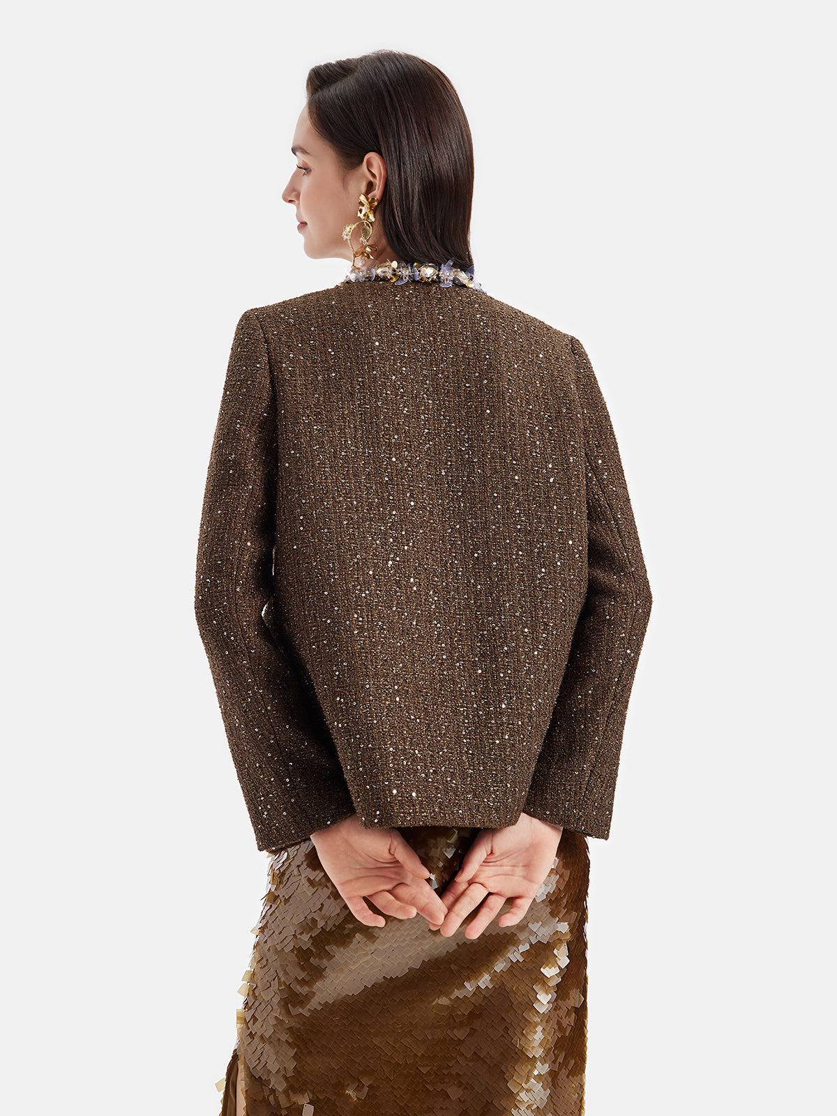 Sequin Tweed Beaded Jacket