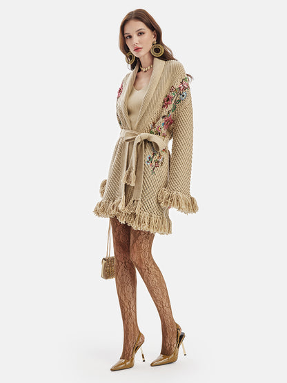 Handcrafted Floral Relief Coat