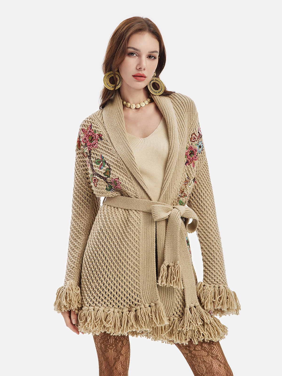 Handcrafted Floral Relief Coat