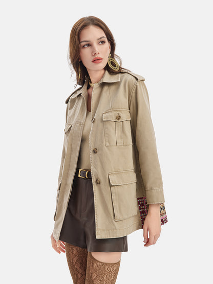 Embroidered Classic Trench Coat