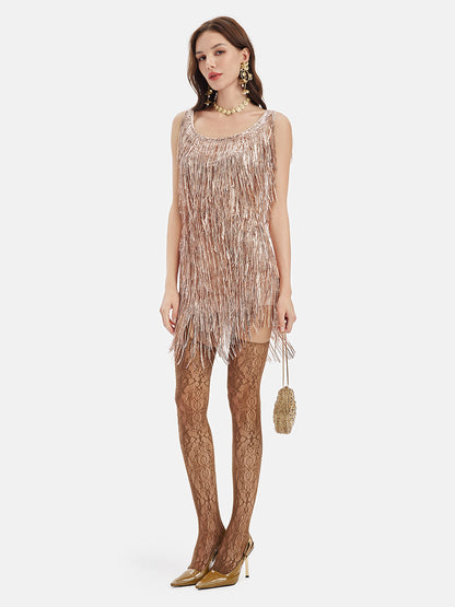 Sequin Fringe Evening Gown