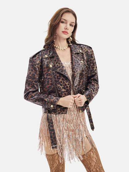 Leopard Print Short Trench Coat