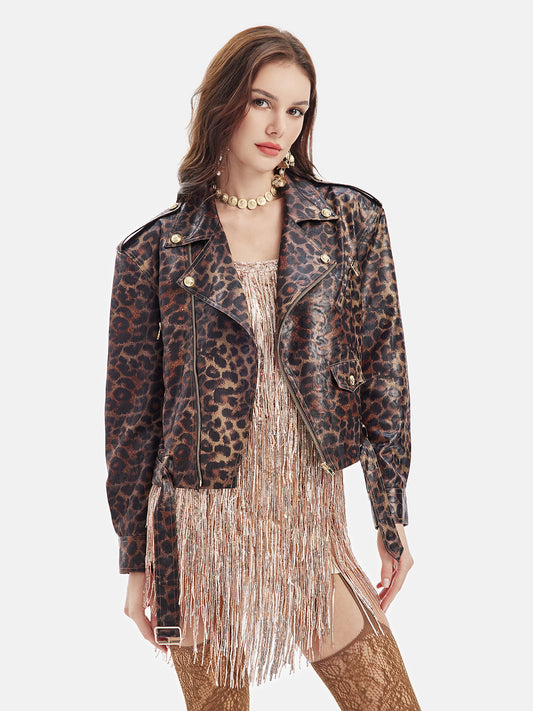 Leopard Print Short Trench Coat