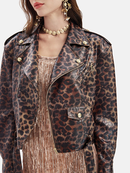 Leopard Print Short Trench Coat