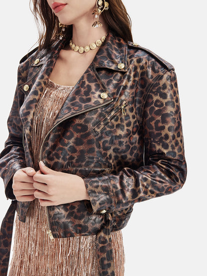 Leopard Print Short Trench Coat