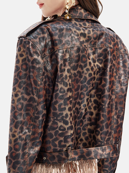 Leopard Print Short Trench Coat