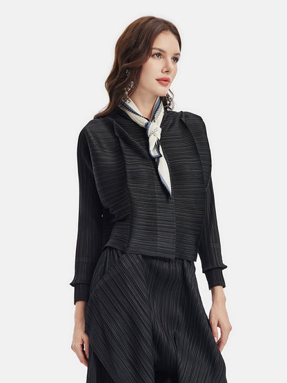 Artistic Pleated Textured Outfit with Scarf