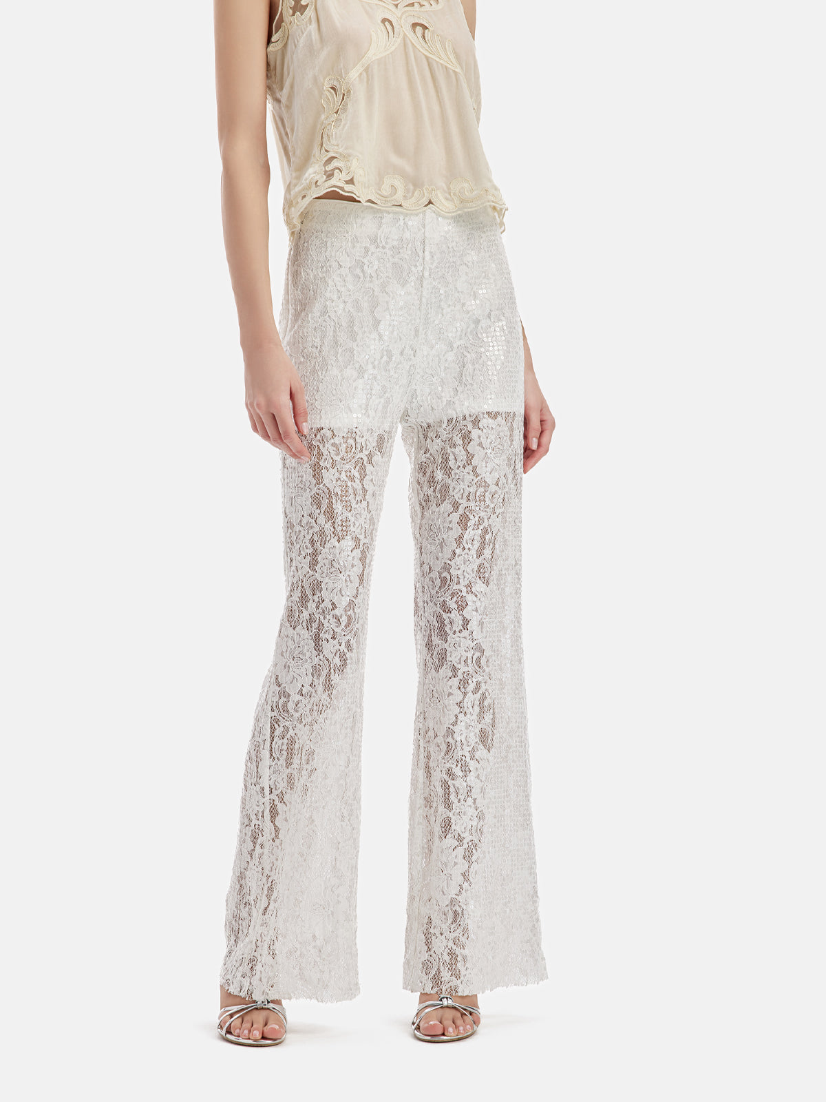 Lace Slim Fit Flare Pants