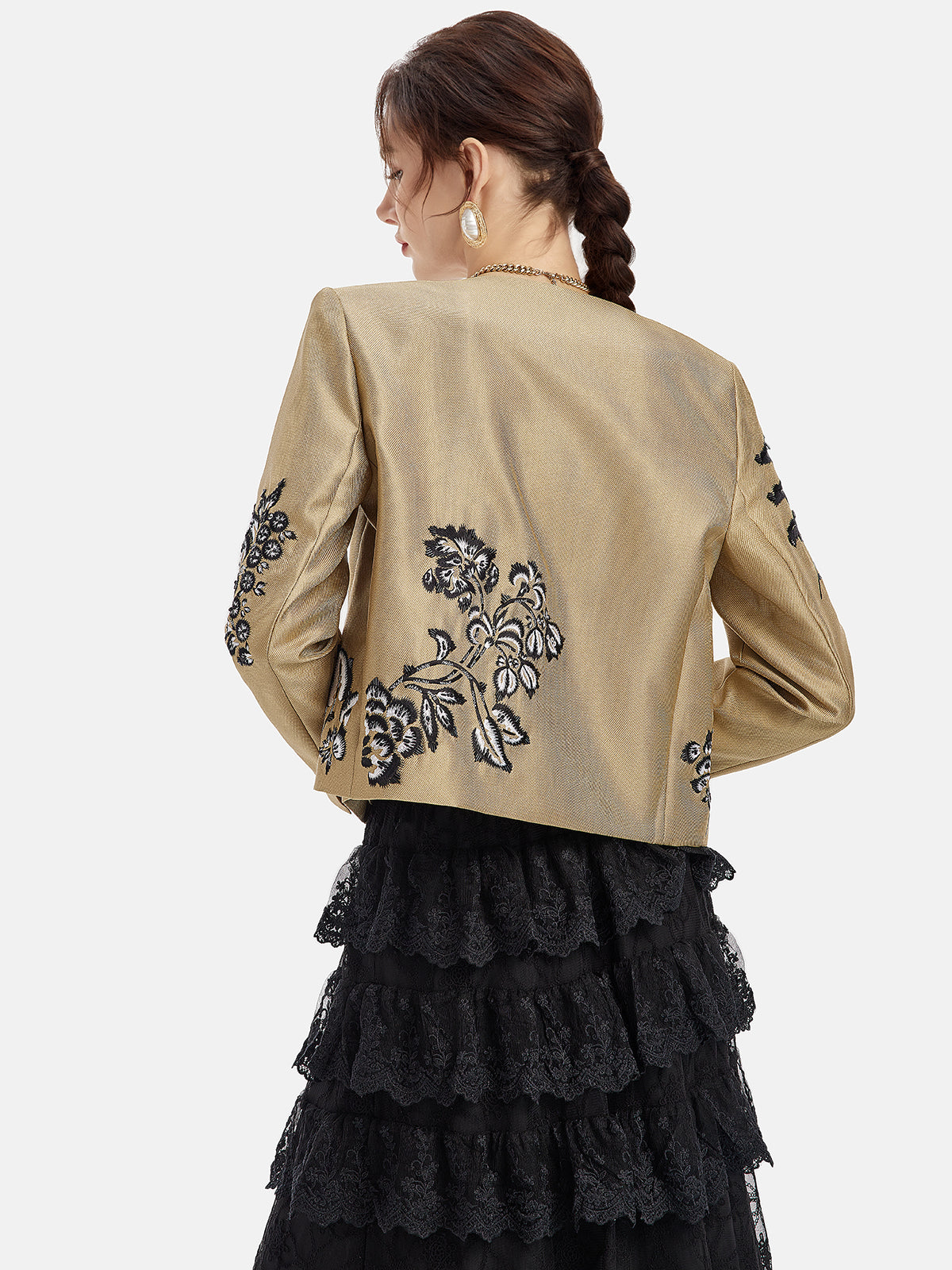 Handmade Beaded Floral Bird Embroidery Jacket