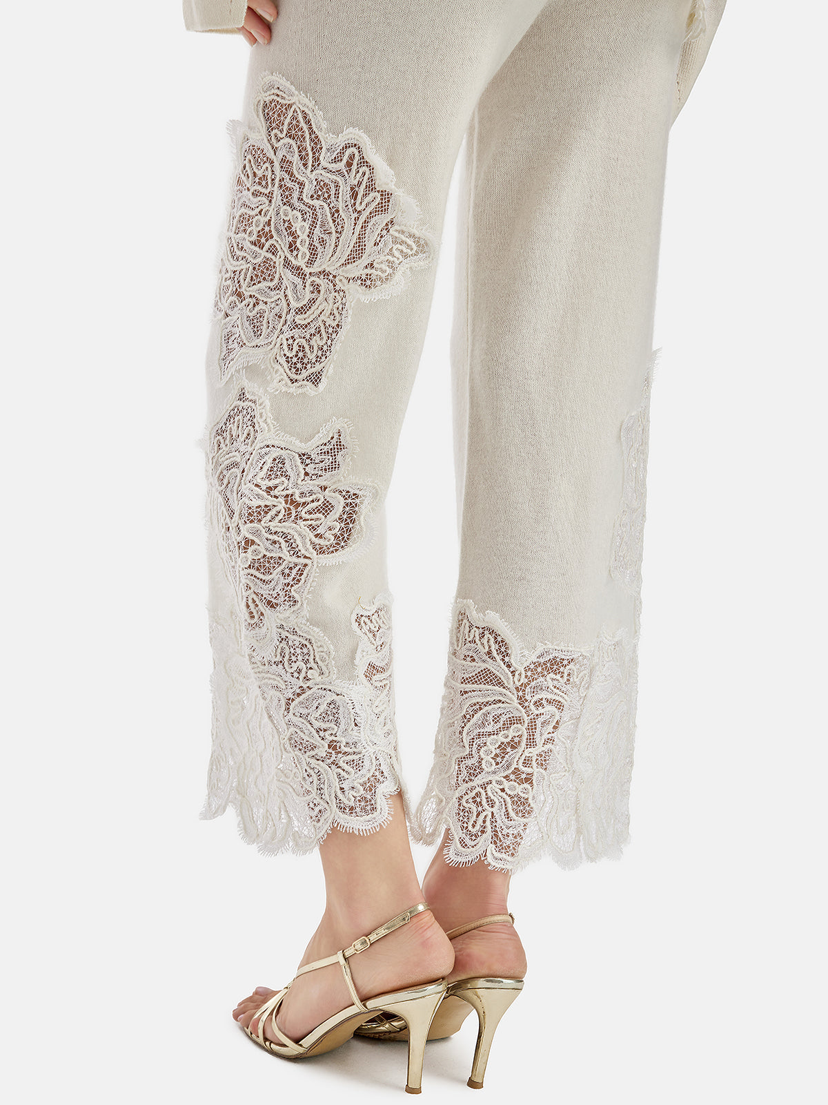 Lace Cashmere Straight-Leg Pants