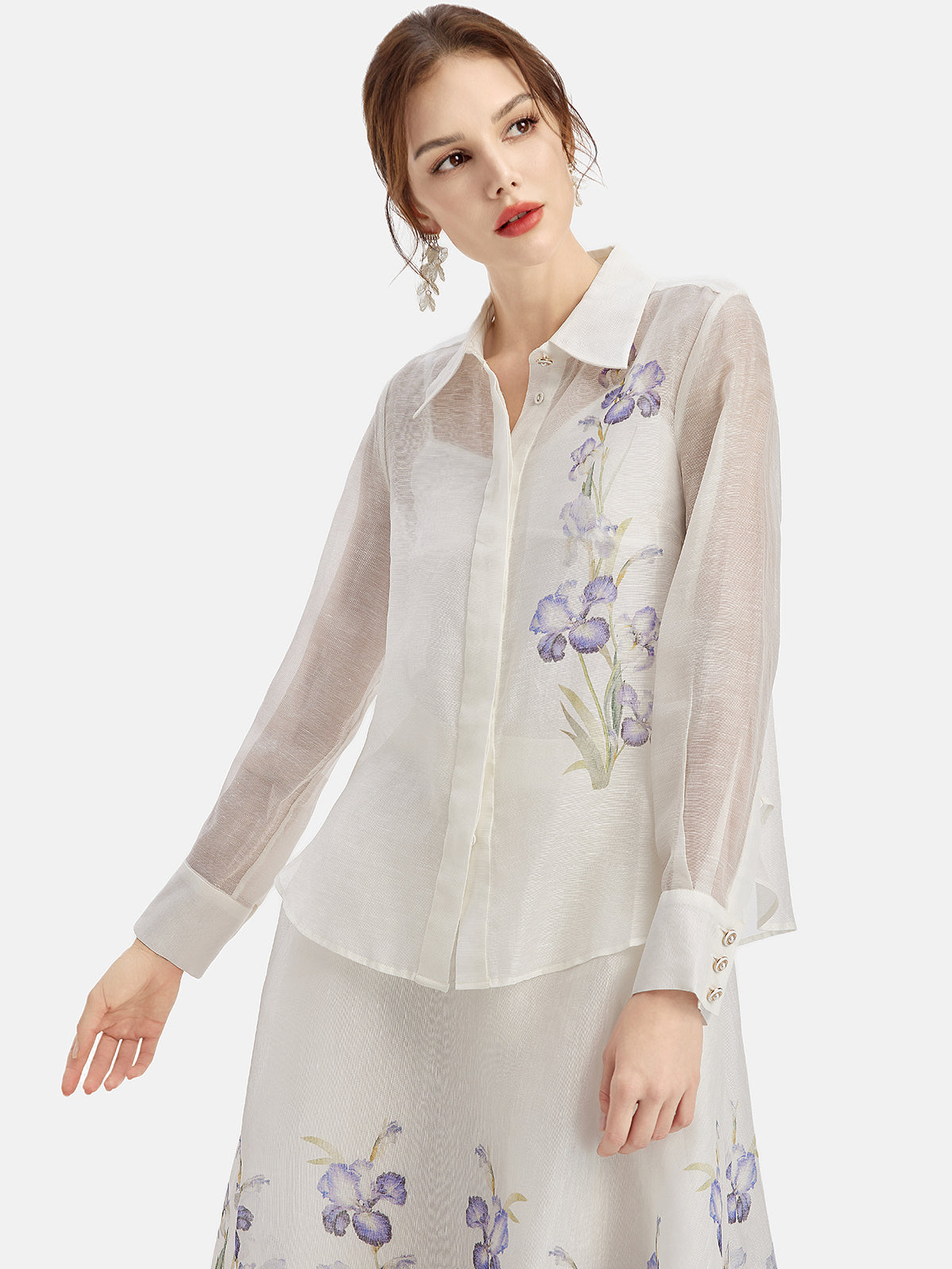 French Silk Linen Print Top