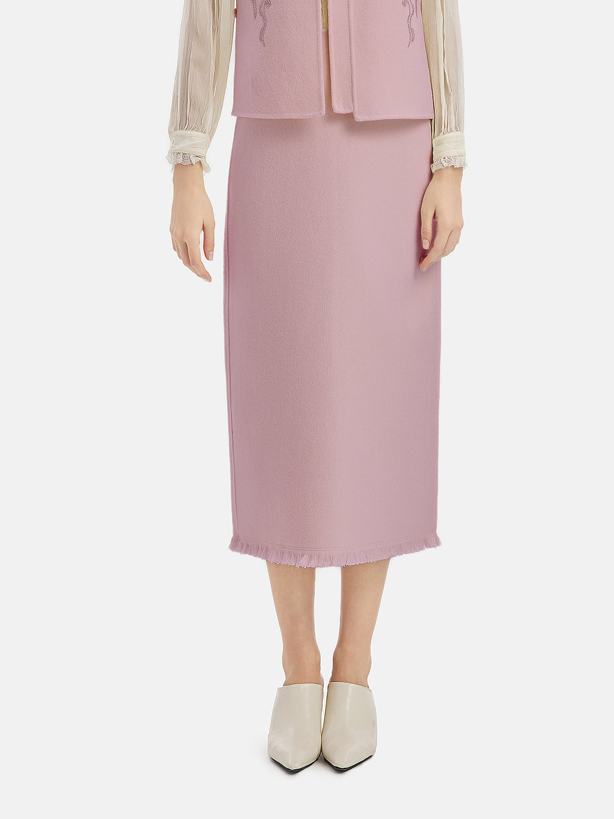 Tailored Wool Straight Skirt