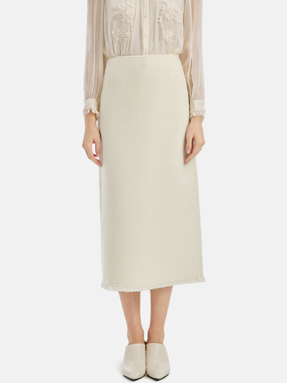 Tailored Wool Straight Skirt