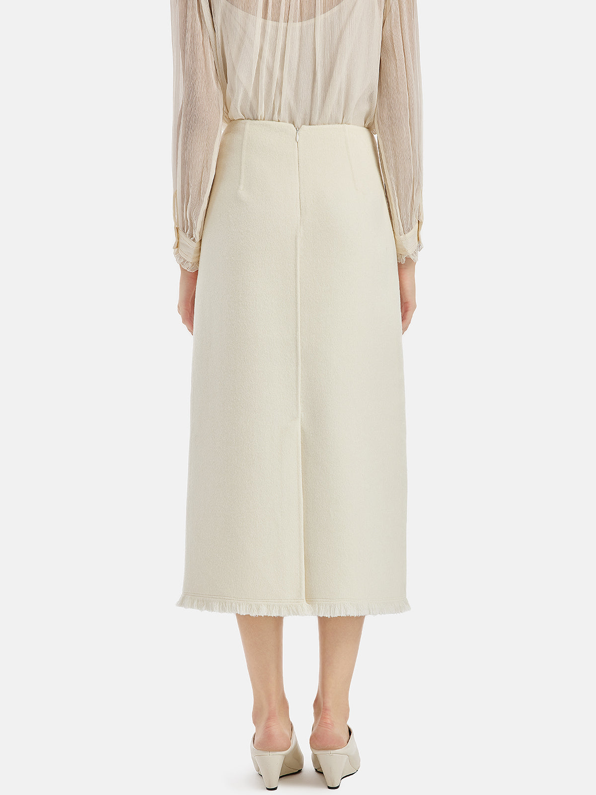 Tailored Wool Straight Skirt