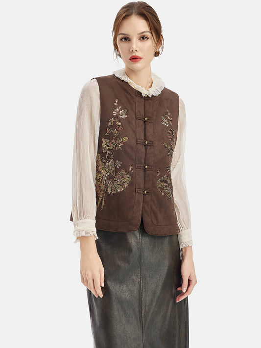 Chinese Embroidered Beaded Vest