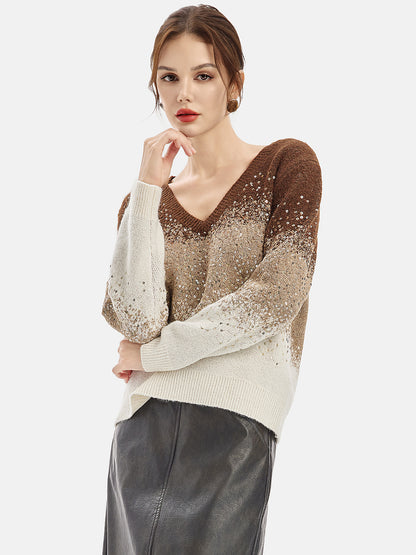 Mocha Ombre Sequin Sweater