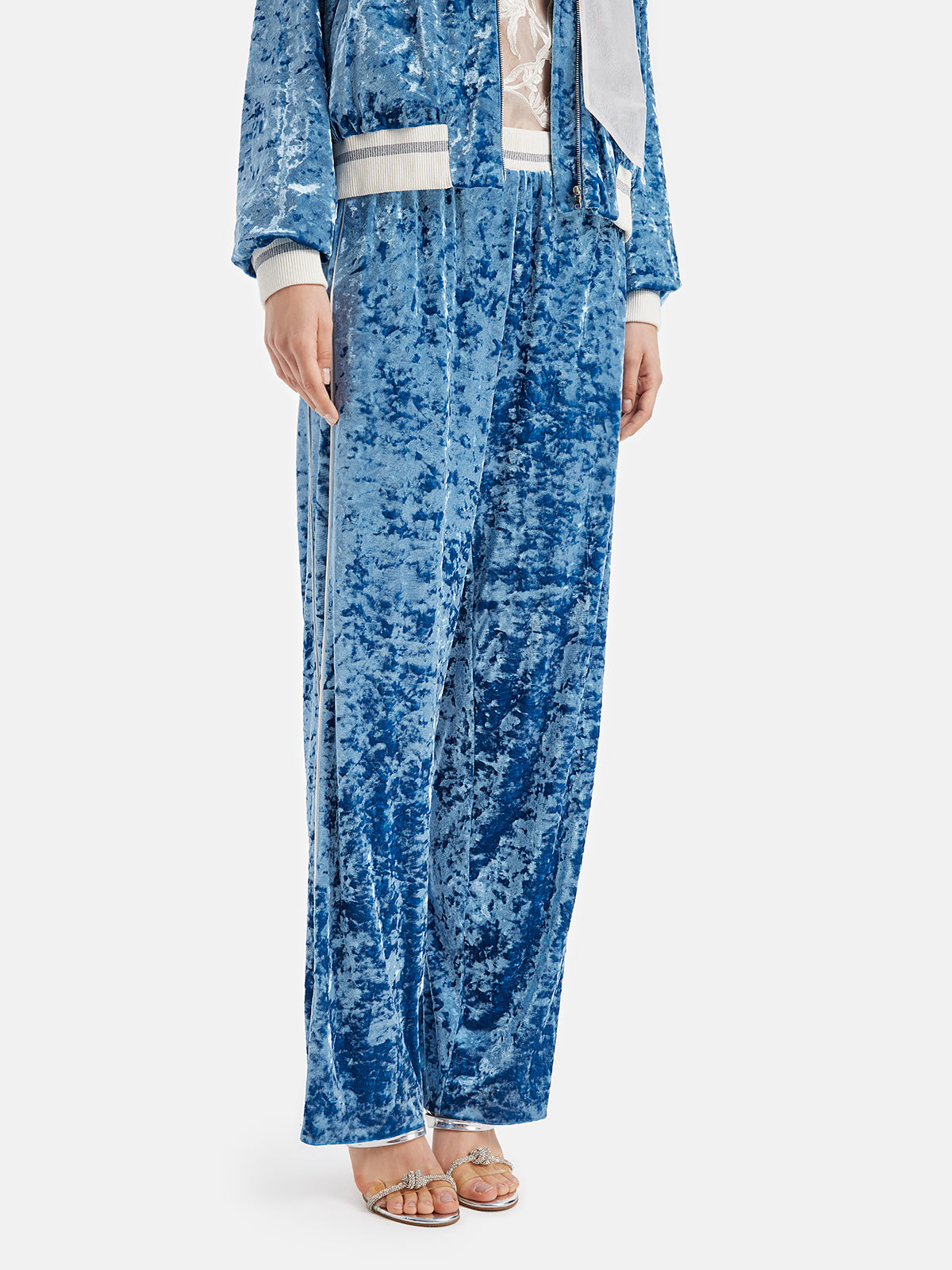 Silky Velvet Straight-Leg Pants