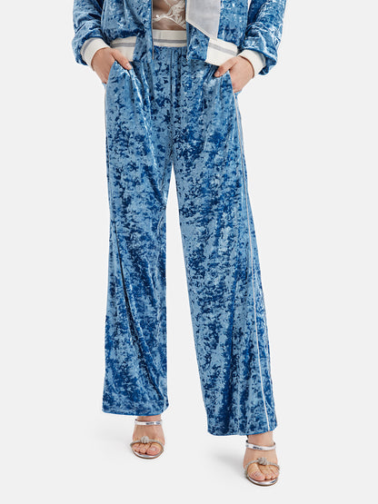 Silky Velvet Straight-Leg Pants