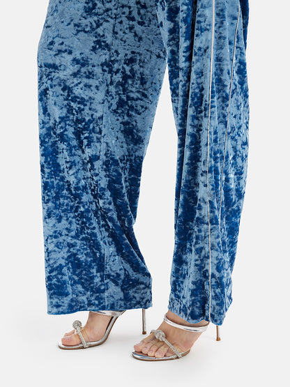 Silky Velvet Straight-Leg Pants