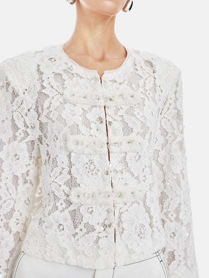 Intricate Lace Jacquard Designed Cardigan